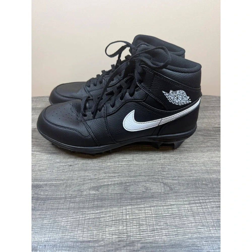Nike Air Jordan 1 Mid MCS Baseball Cleats Black White AV5354-001 Mens 10.5